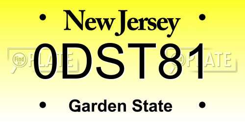 0DST81 New Jersey License Plate