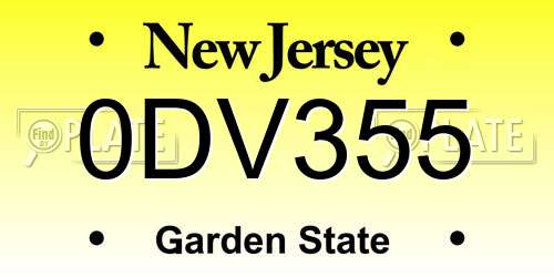 0DV355 New Jersey License Plate