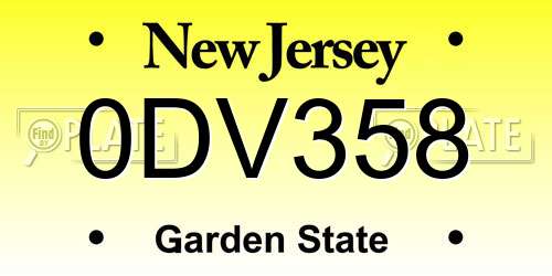 0DV358 New Jersey License Plate