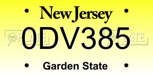 0DV385 New Jersey License Plate