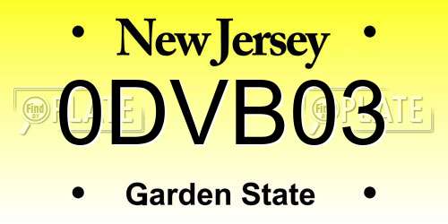 0DVB03 New Jersey License Plate