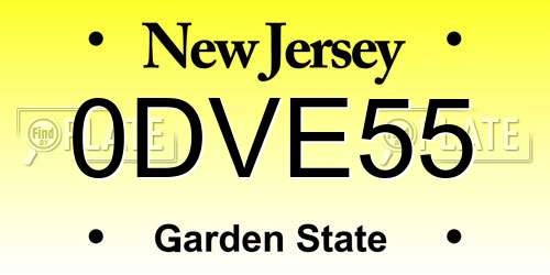 0DVE55 New Jersey License Plate