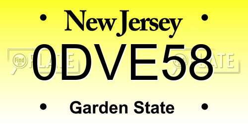 0DVE58 New Jersey License Plate