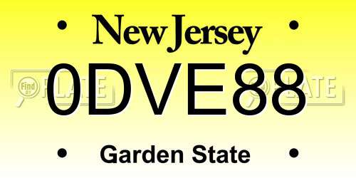 0DVE88 New Jersey License Plate