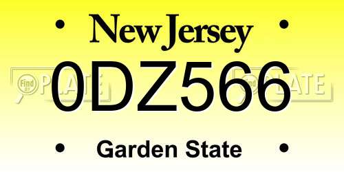 0DZ566 New Jersey License Plate