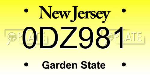 0DZ981 New Jersey License Plate