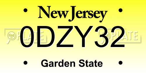 0DZY32 New Jersey License Plate
