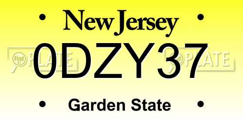 0DZY37 New Jersey License Plate