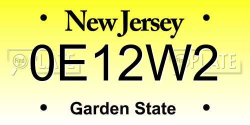 0E12W2 New Jersey License Plate