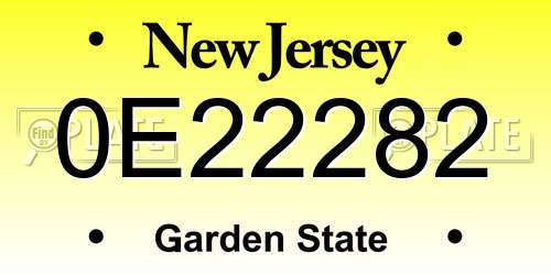 0E22282 New Jersey License Plate