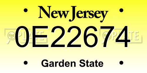 0E22674 New Jersey License Plate