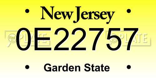 0E22757 New Jersey License Plate