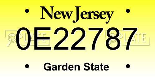 0E22787 New Jersey License Plate