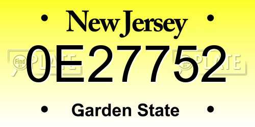 0E27752 New Jersey License Plate