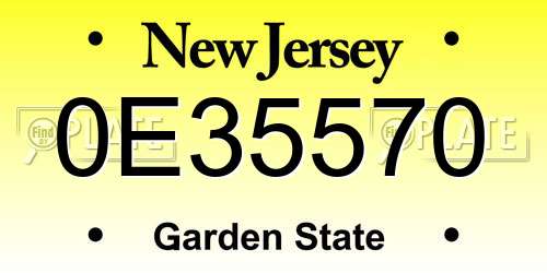 0E35570 New Jersey License Plate