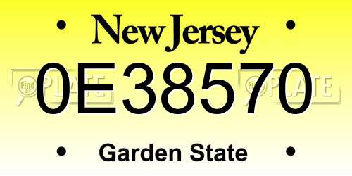 0E38570 New Jersey License Plate