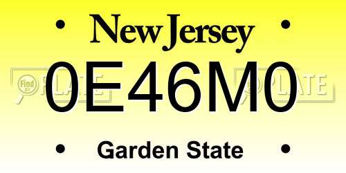 0E46M0 New Jersey License Plate
