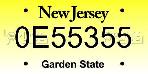 0E55355 New Jersey License Plate