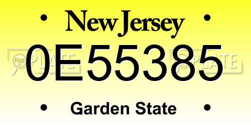 0E55385 New Jersey License Plate