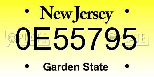 0E55795 New Jersey License Plate