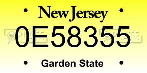 0E58355 New Jersey License Plate
