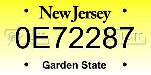 0E72287 New Jersey License Plate
