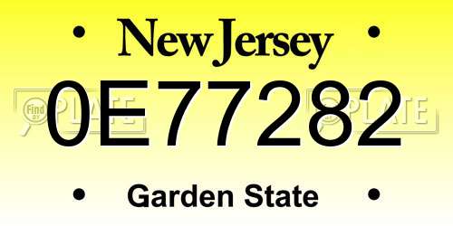 0E77282 New Jersey License Plate