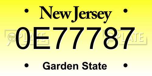 0E77787 New Jersey License Plate