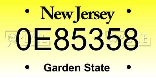 0E85358 New Jersey License Plate
