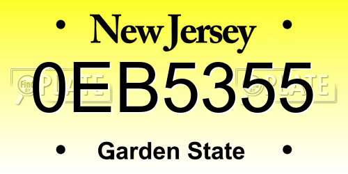 0EB5355 New Jersey License Plate