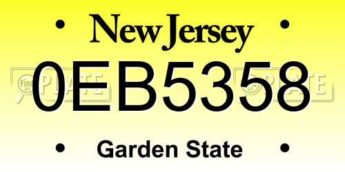 0EB5358 New Jersey License Plate