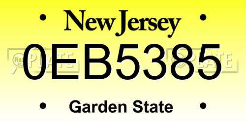 0EB5385 New Jersey License Plate