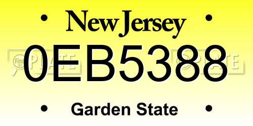 0EB5388 New Jersey License Plate
