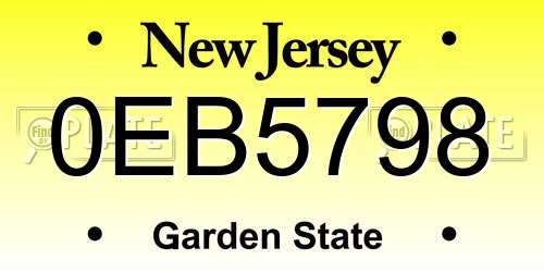 0EB5798 New Jersey License Plate