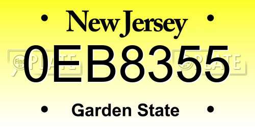 0EB8355 New Jersey License Plate