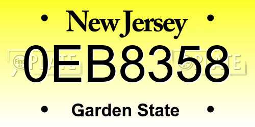 0EB8358 New Jersey License Plate