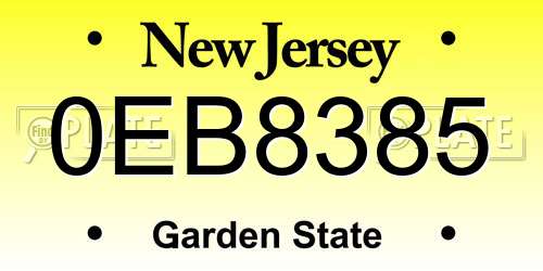 0EB8385 New Jersey License Plate