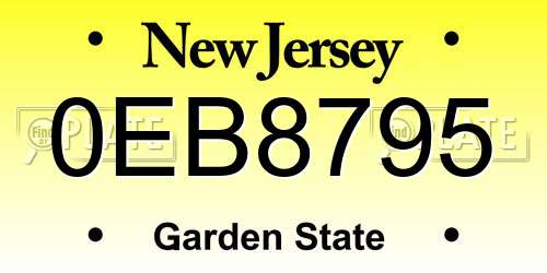 0EB8795 New Jersey License Plate