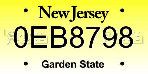0EB8798 New Jersey License Plate
