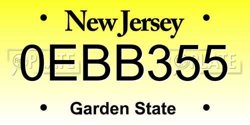 0EBB355 New Jersey License Plate