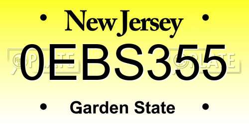 0EBS355 New Jersey License Plate