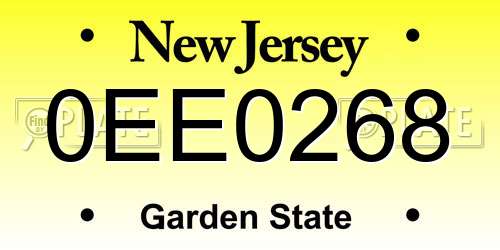 0EE0268 New Jersey License Plate