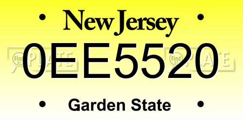 0EE5520 New Jersey License Plate