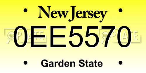 0EE5570 New Jersey License Plate