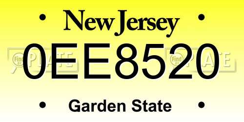0EE8520 New Jersey License Plate