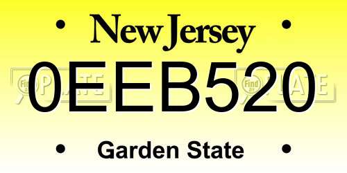 0EEB520 New Jersey License Plate