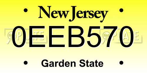0EEB570 New Jersey License Plate