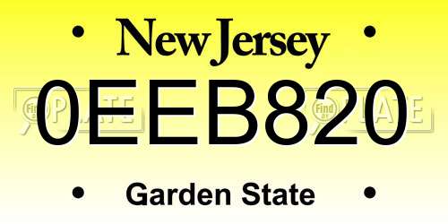 0EEB820 New Jersey License Plate