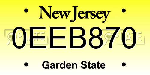 0EEB870 New Jersey License Plate