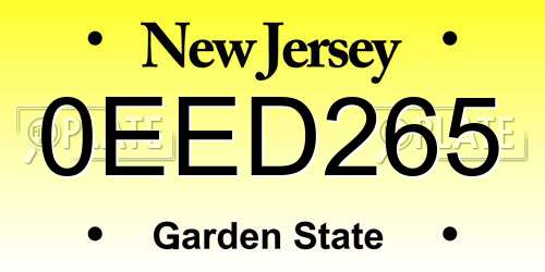 0EED265 New Jersey License Plate